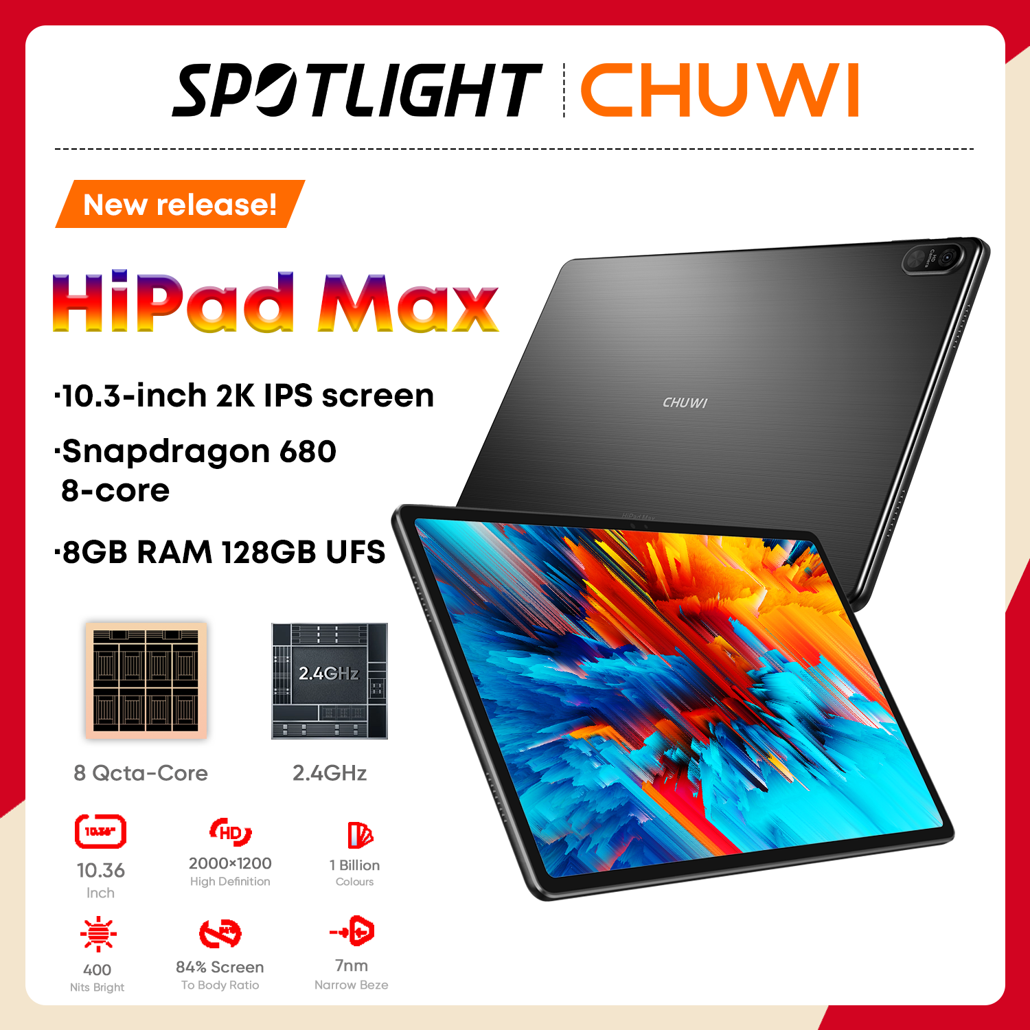 ขายแท็บเล็ต2023 CHUWI Hipad Max 10.36 ''[รับประกัน1ปี] Android 12 | 8G + 128G | 6nm 2.4Ghz | 7000MAhI 4G LTE,จอแสดงผล2K,เนื้อสัมผัส gps/beidou/rian Lonus/galileo แบตเตอรี่ความจุมากเล่นวิดีโอ HD เกมบันเทิงรถโรงเรียน ราคา 600 บาท*ส่งฟรี