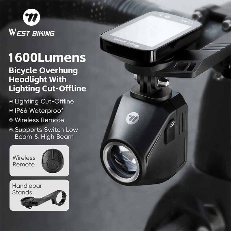 WEST BIKING Cycling Lights,1600 Lumens , IP66 Waterproof,Cutoff Light, High Brightness, Switch Between High And Low Beam, Power Indicator, Suitable For Road Bike & E-Bike ราคา 2,799 บาท*ส่งฟรี