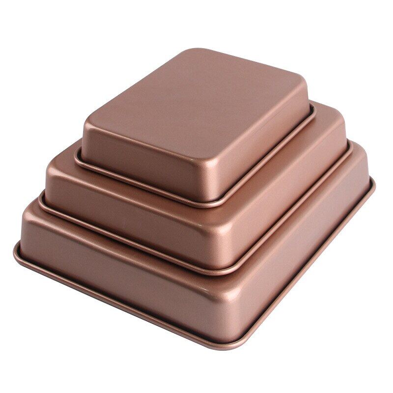 Gambar Carbon Steel Cake Baking Pan Rectangle Non Stick Cheesecake Oven Mold Heat Resistant Cookie Home Kitchen DIY Tray Bakeware
