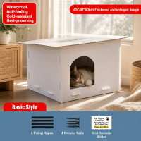 Lovinland Pet Cat House Outdoor Feral Cat Shelter Hideaway Stray Cat Condo Waterproof and Insulated Cat House with Escape Door Windproof for All Season