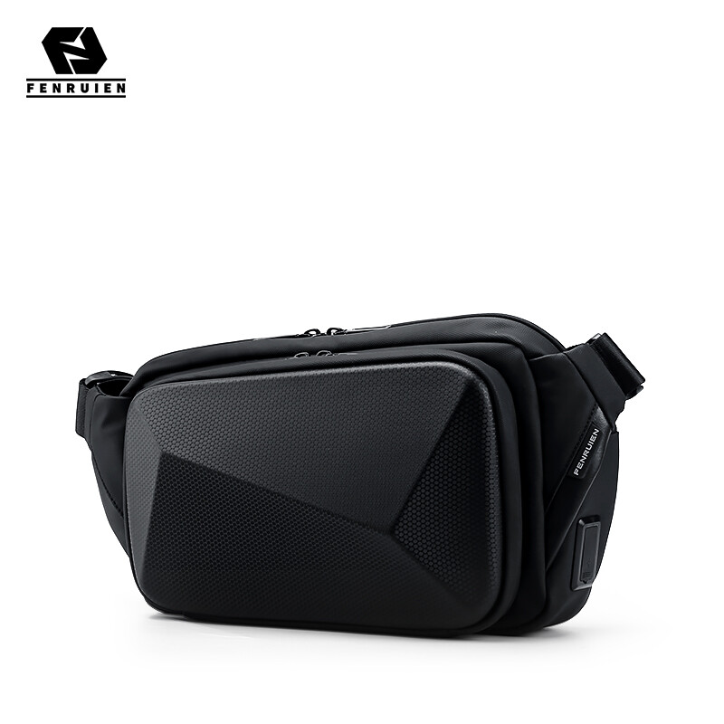 Fenruien Men's Messenger Shoulder Bag Convenient Casual Business Chest Bag Waterproof Crossboay Bag With USB Charing port
