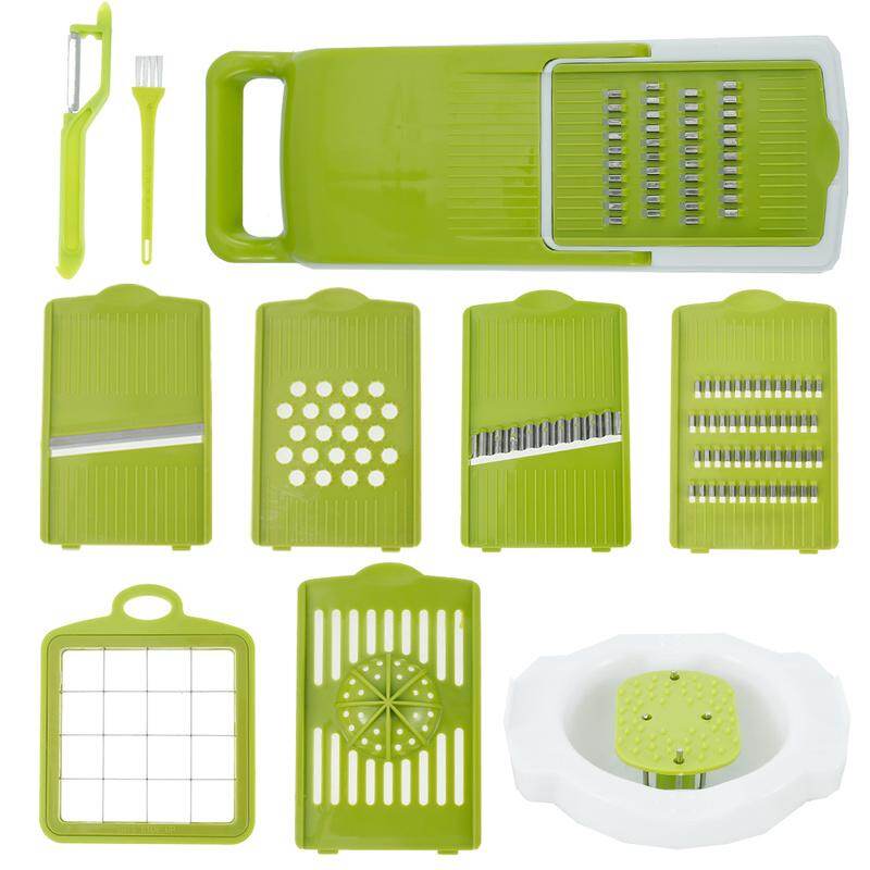 Gambar Cutter Vegetable Chopper 8 In 1 Vegetable Cutter 7 Stainless Steel Dicing Blades Slicer Food Chopper Cutter Onion Chopper with Julienne Grater Chopper for Tomato Potato Che