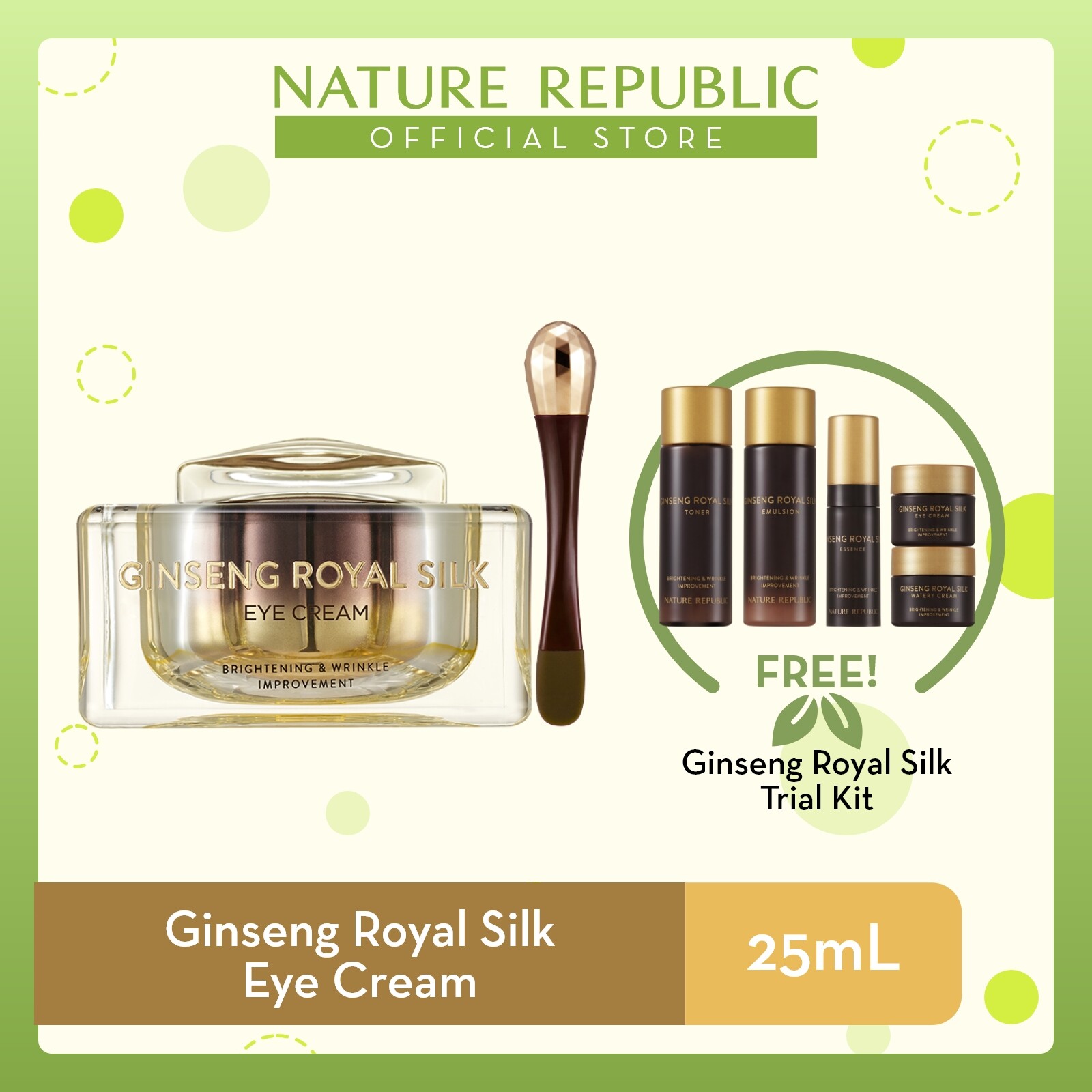 Gambar Nature Republic Ginseng Royal Silk Eye Cream   for Anti Aging (25 mL)  + Ginseng Royal Silk Trial Kit ?