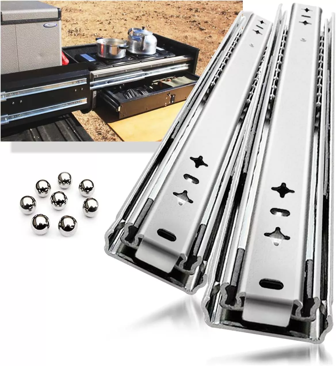 Aolisheng ray trượt công nghiệp hạng nặng ba đoạn ray trượt ngăn kéo giảm chấn đệm trượt tự khóa 53 ray trượt chịu lực rộng