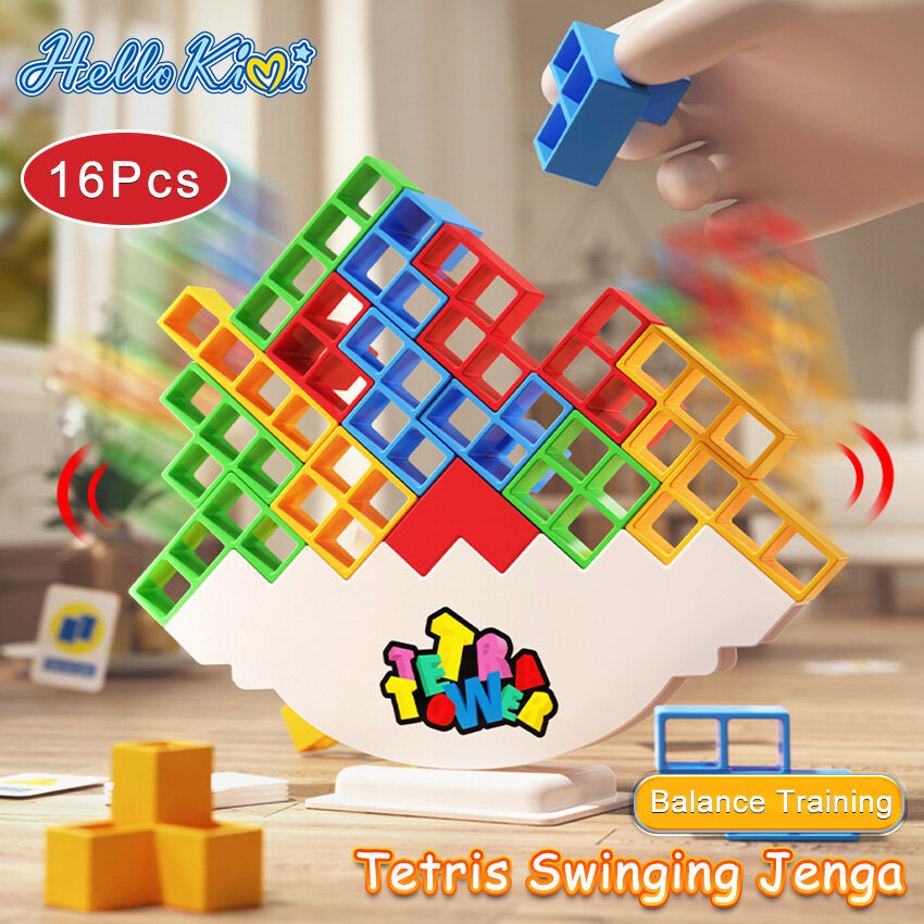 HelloKimi Tetris Tower Game Swinging Jenga Tetris Balance Toy Stacking