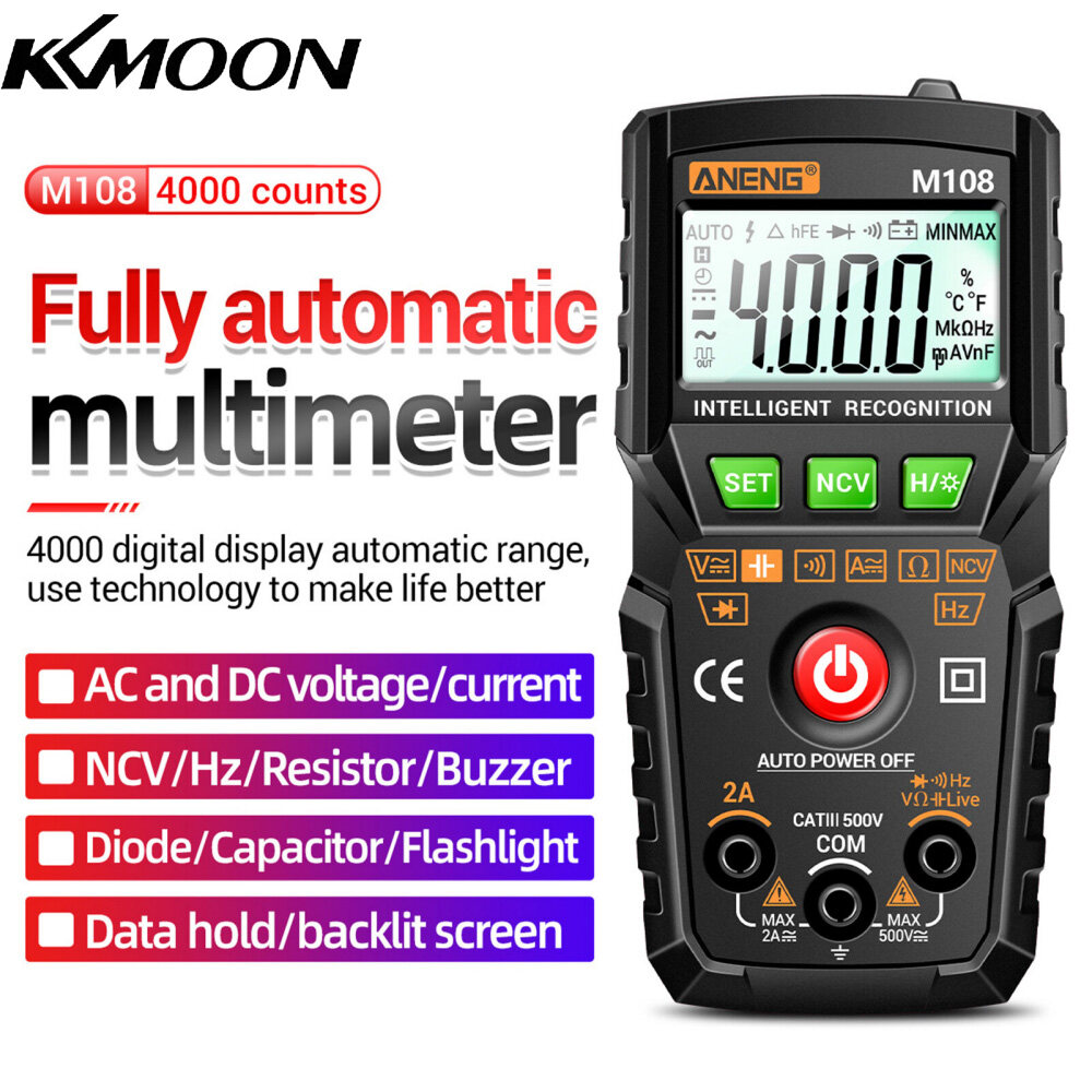 KKmoon ANENG M108 Smart Digital Multimeter Auto Range 4000 Counts NCV