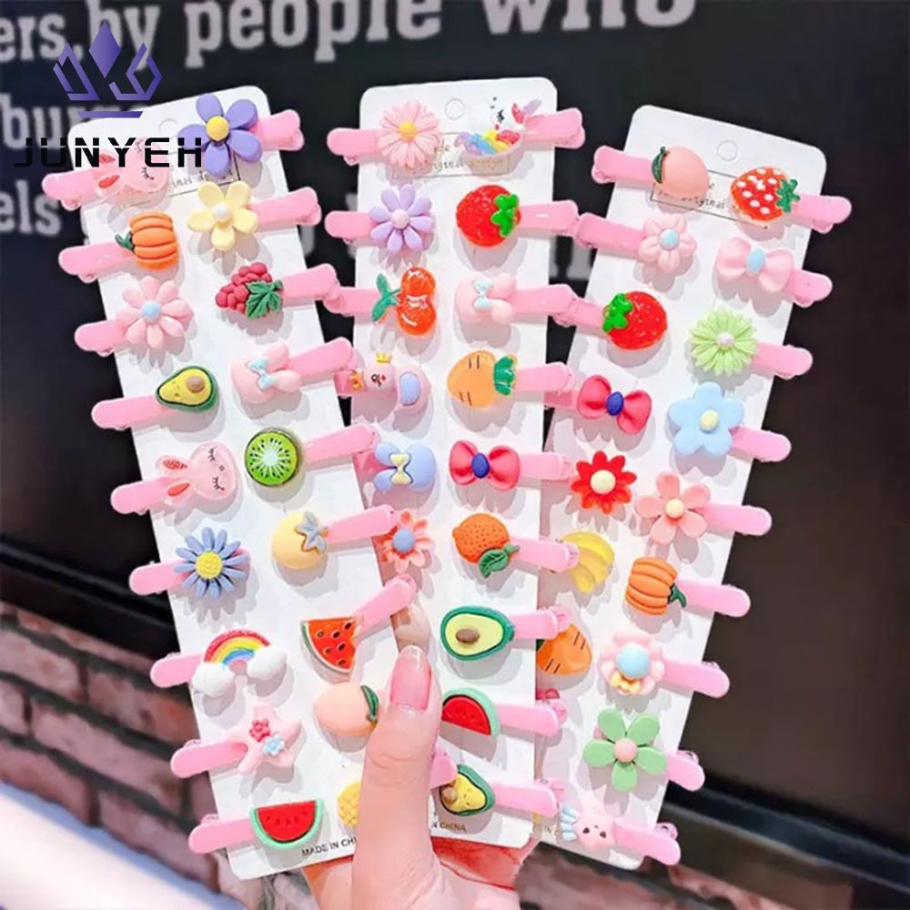 10 pcs/Set Girls Hairpin Baby Fruit Flower Barrettes Newborn Candy Colors Hair Clip Kid Hair Accessories Alligator Clips Pin ราคา 21 บาท*ส่งฟรี