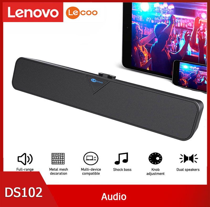 Lenovo loa máy tính ds102 loa thanh âm thanh máy tính có dây chạy bằng usb loa thanh mini loa siêu trầm tương thích bluetooth cho điện thoại máy tính bảng
