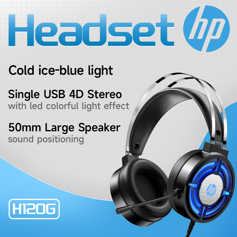 HP Wired Gaming Headset - Stereo Sound 50mm High-Definition Speaker Noise-cancelling Headphone H120G