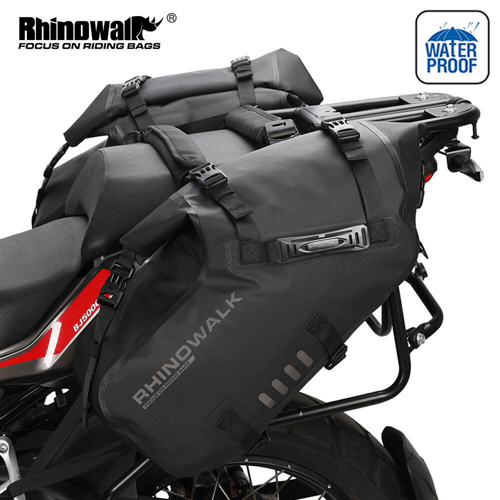 Rhinowalk Motorcycle Side Bag 14L-28L-48L Large Capacity 100% Waterproof Motorcycle Saddle Bag Riding Luggage Storage Pannier Bag Outside Travel Moto Accessories For Most Motorcycle