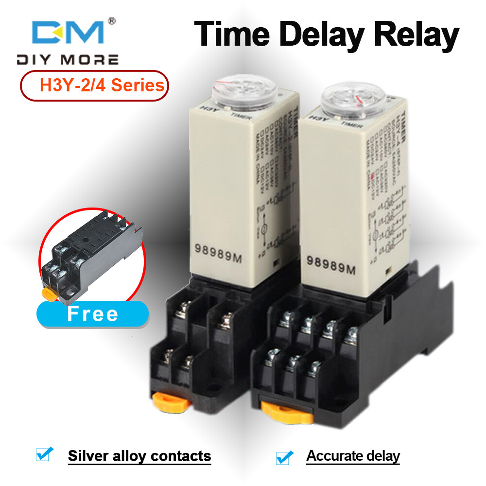  diymore Rơle Đo Thời Gian H3Y-2 4 Power-On Chậm Trễ DC12V 24V AC220V Bạc Liên Hệ Với Nhỏ Rơle Đo Thời Gian DC24V 12V tiếp Sức + Cơ Sở 