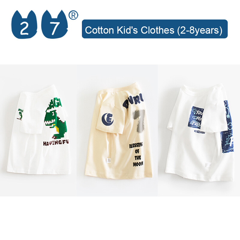 27Kids Store Child's Short Sleeve T-shirt Baby Boys Girls (1Y-8Y) 2023 for kids boys Summer ราคา 156 บาท*ส่งฟรี