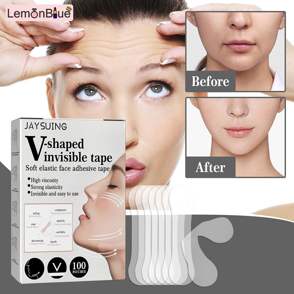 Gambar LemonBlue Face Lift Sticker Face Lift Invisible Face Sticker Elasticity Adhesive Makeup Tools for Women Lady Transparent 100pcs Beauty   Personal Care