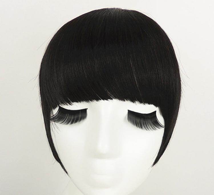 Fringe Clip Ở Trên Bangs, Tóc Nối Thẳng Nâu Đen * Thích Tóc Người