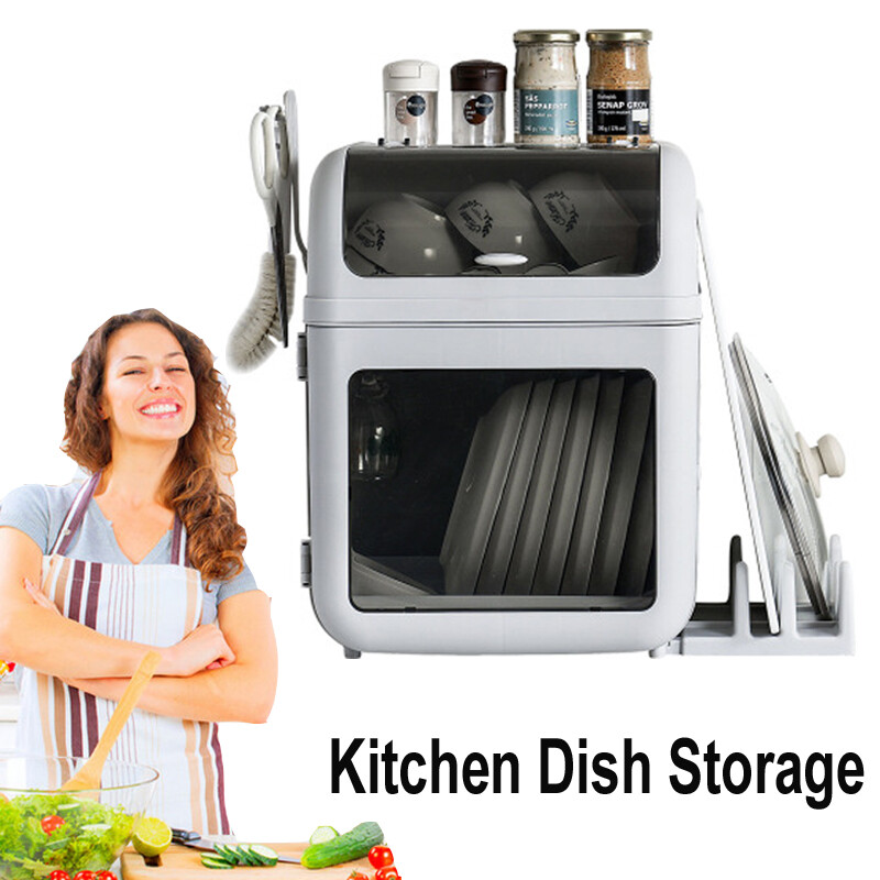 Gambar Kitchen Dish Rack Dish Drainer Dish Storage Drawer Cover Holder Hooks Glass Holder