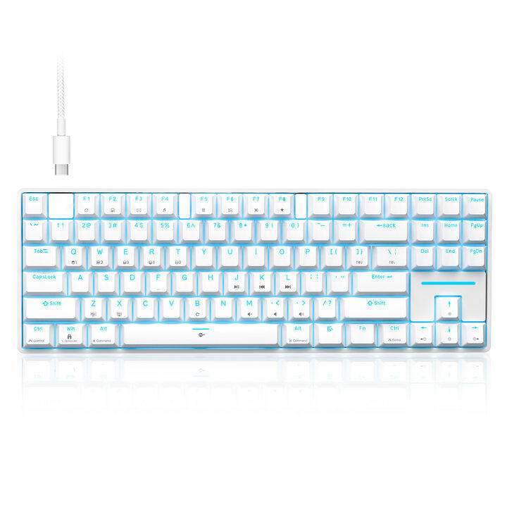 Bàn phím chơi game cơ tmkb t87se Tkl, công tắc Đỏ tuyến tính yên tĩnh, đèn nền LED, có thể lập trình, chống bóng mờ, USB-C có thể tháo rời, Bàn Phím Máy Tính Có Dây Nhỏ Gọn 75% cho Windows/Laptop/Pc-Trắng