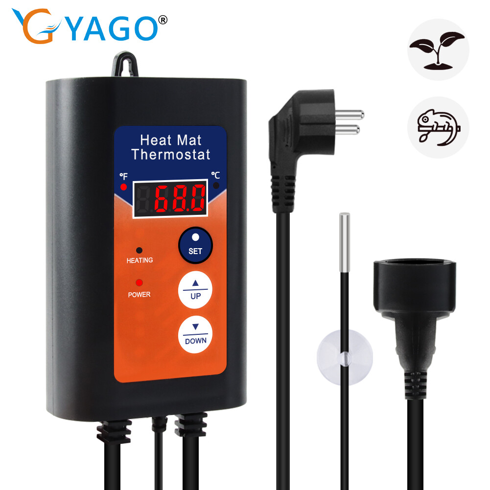 Rcyago bộ điều khiển nhiệt độ thông minh 1000w thảm nhiệt bộ điều chỉnh nhiệt độ bộ điều chỉnh nhiệt độ cho cây trồng, bánh xích, bò sát, nhà kính