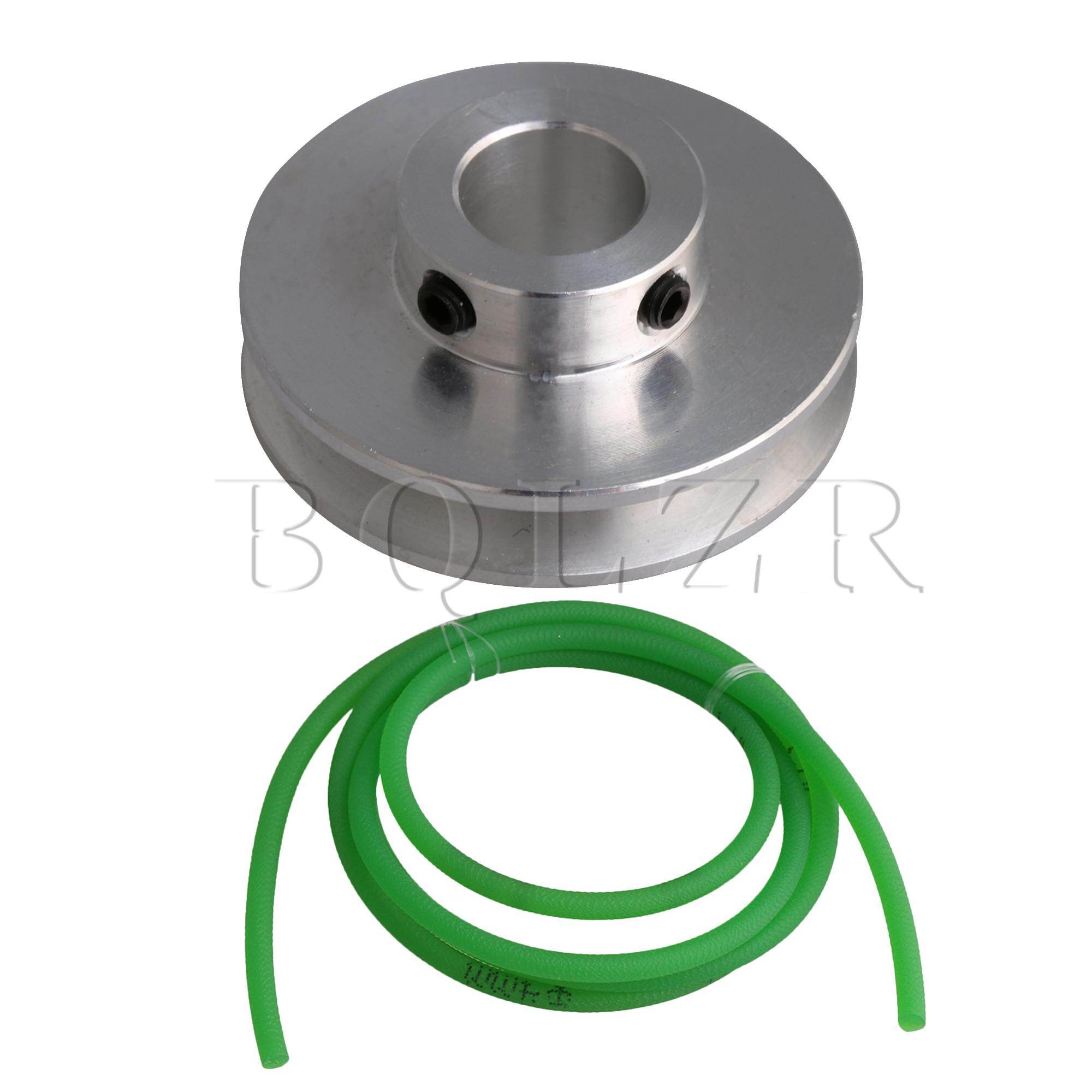 Aluminum Single Groove Pulley 41mm 12mm Fixed Bore with 3.28 ft Round Belt Set