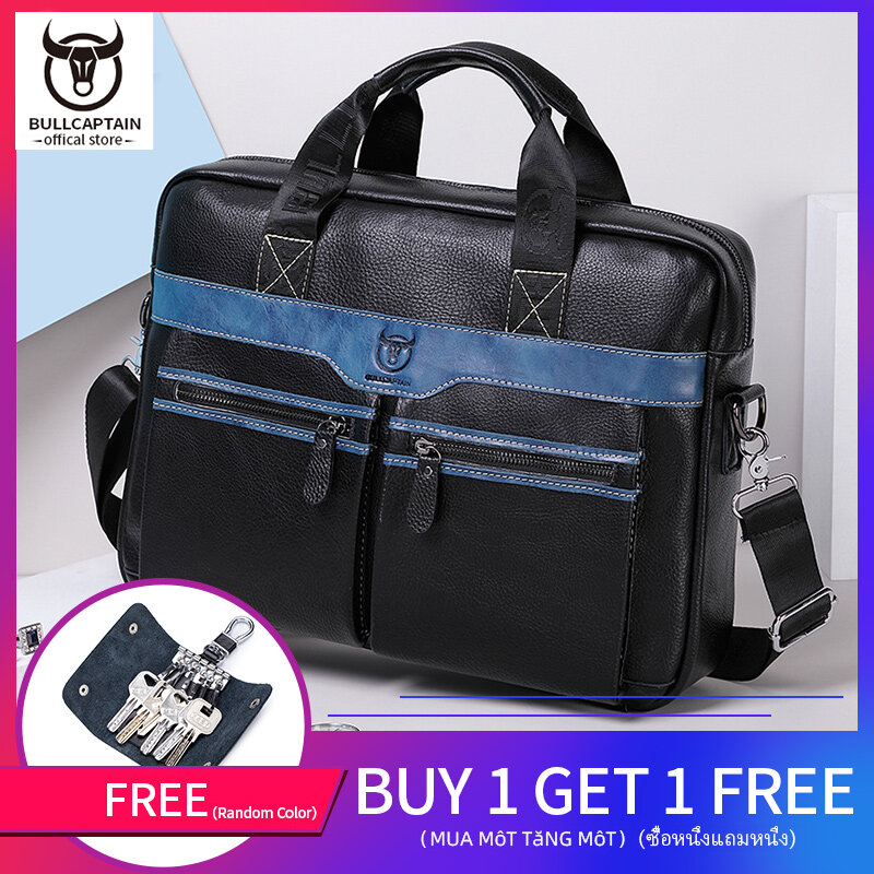 BULLCAPTAIN Cặp Tài Liệu Nam Bằng Da Chất Lượng Cao Túi Đựng Máy Tính Xách Tay Công Sở Thường Ngày 14.7 Inch Túi Văn Phòng Đưa Thư Đeo Một Vai Đa Năng
