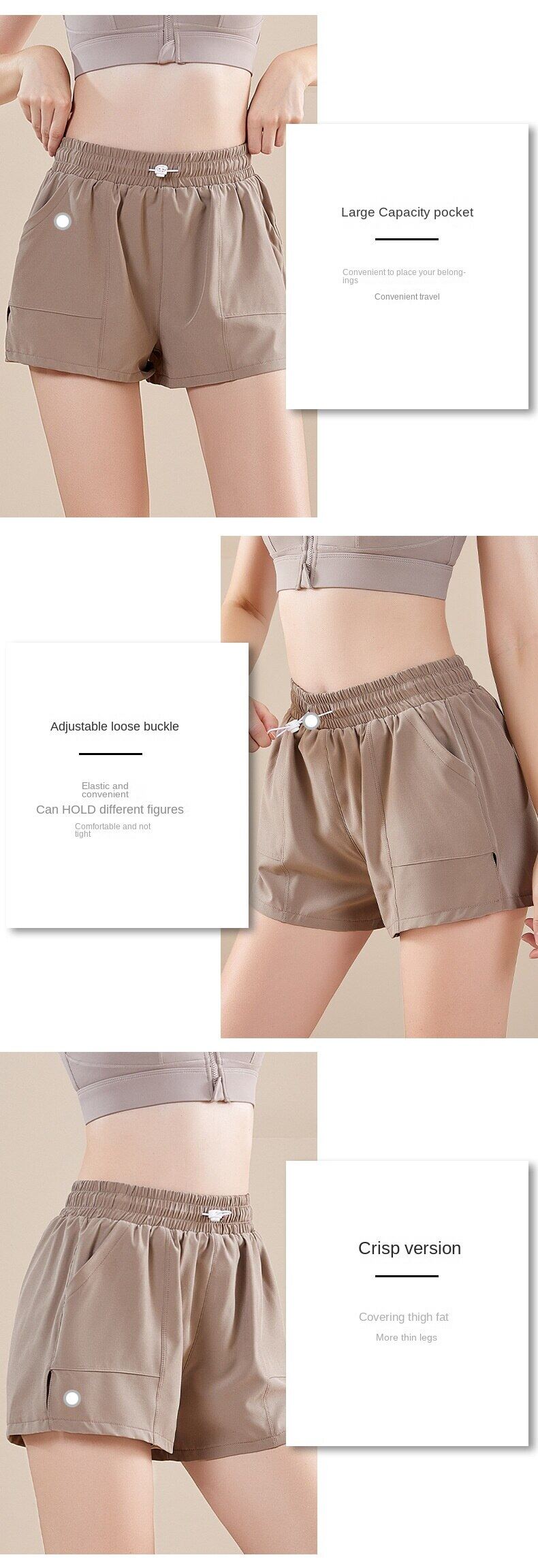 Women's Loose Drawstring Sports Shorts Quick-drying Running Fiess Cycling Pants_voghion.com