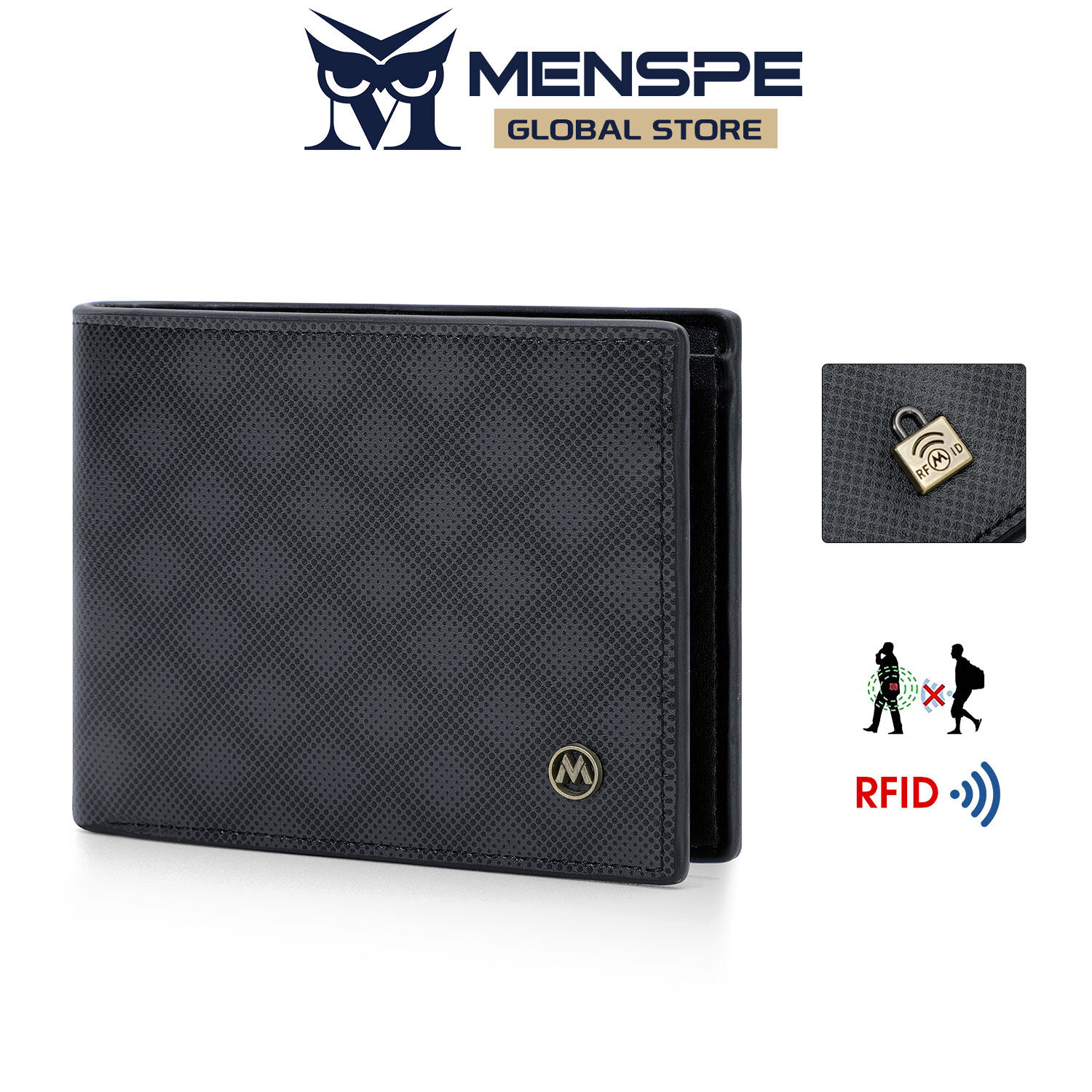 Menspe Ví nam ngắn chặn RFID Ví kẻ sọc Ví ngắn cổ điển ví đựng tiền xu PU mềm ví đa vị trí thẻ đồ chứa thẻ tín dụng túi tiền xu Ví doanh nhân