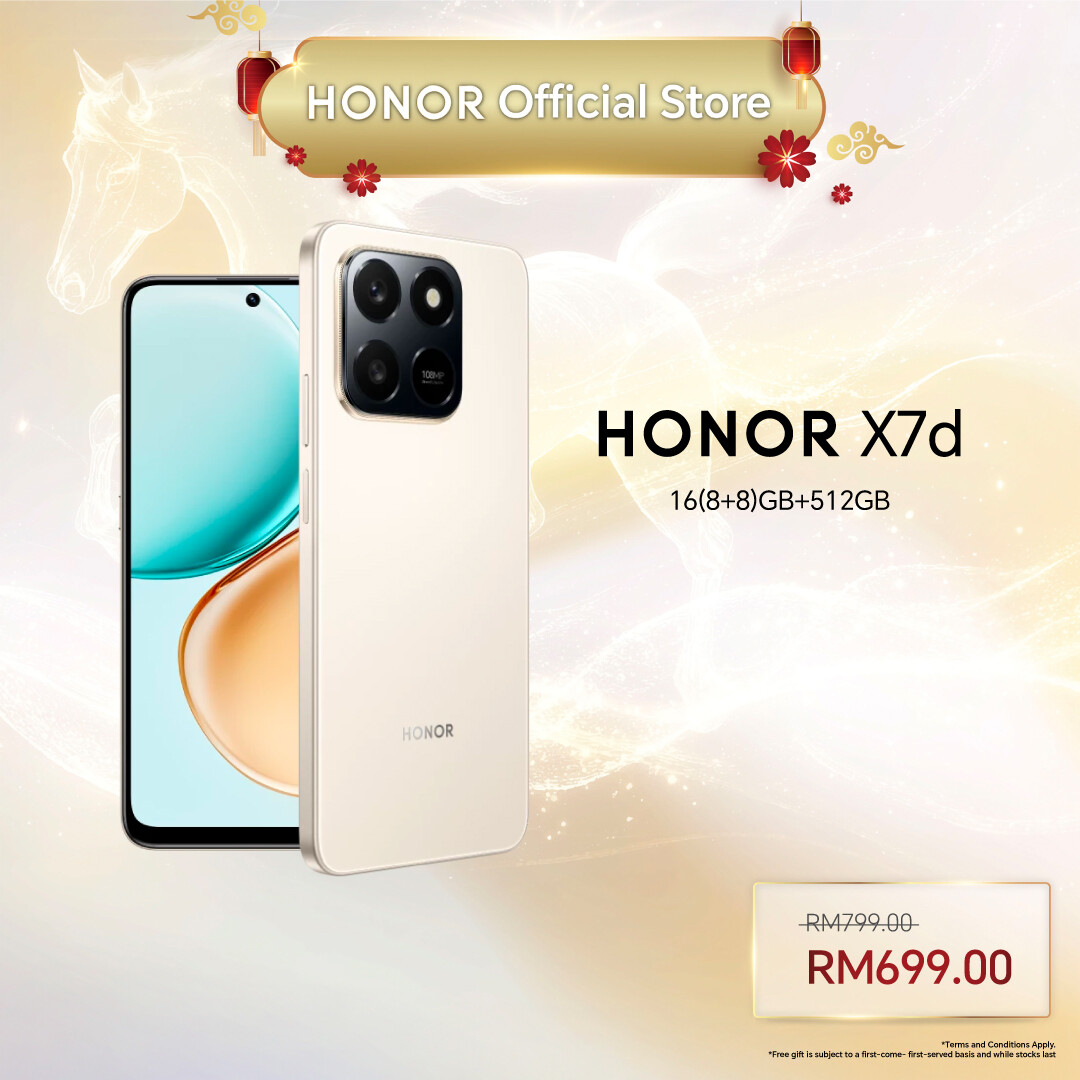 [NEW] HONOR X7d 16(8+8)GB+512GB Smartphone 108MP AI Camera | 6500mAh | 6.77 inch Display Harga 699 Ringgit*Penghantaran Percuma