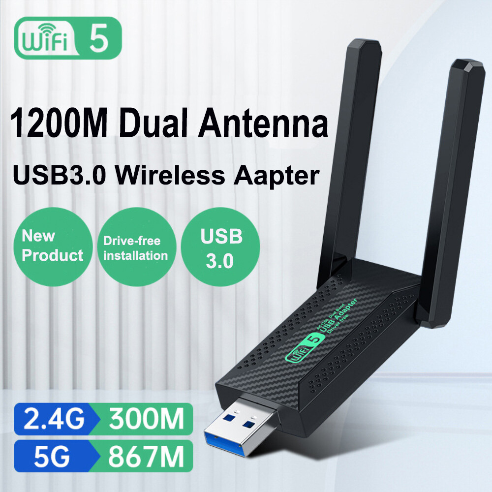 Băng tần kép 2.4g 5ghz usb 3.0 wifi card mạng cổng usb adapter usb không dây 1200mbps bộ điều hợp wifi với ăng-ten cho máy tính để bàn máy tính xách tay
