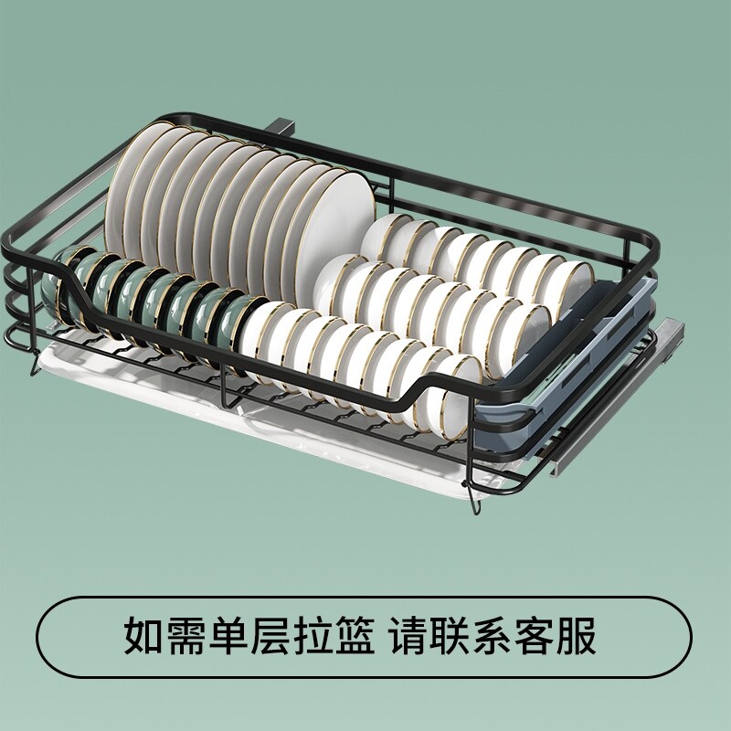 Gambar Single pull basket basket of stainless steel kitchen cabinet drawer bowl dish rack seasoning basket buffer damping track