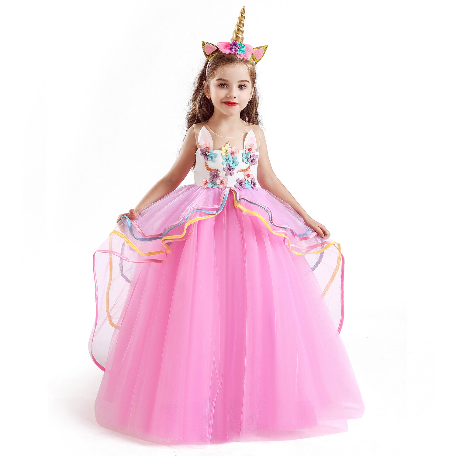 Unicorn Dress for Girls Embroidery Ball Gown Baby Girl Princess