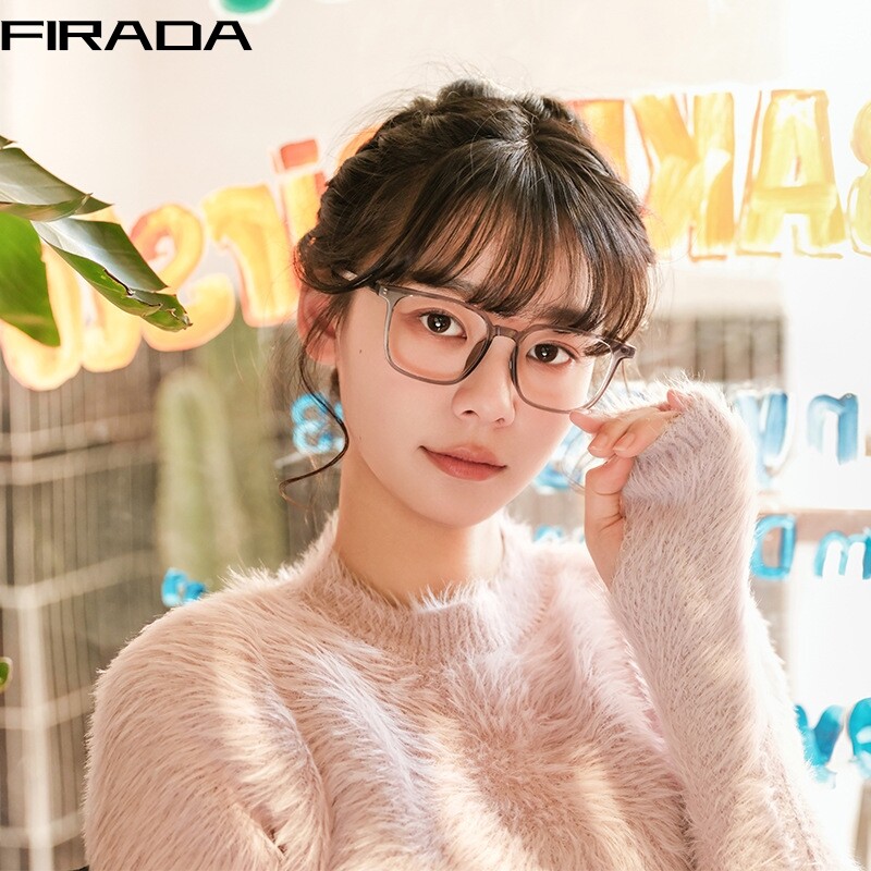 FIRADA Fashion Comfortable Glasses Retro Sexy Square TR90 Eyewear Luxury Optical Prescription Eyeglasses Frame For Women 6013SF ราคา 320 บาท*ส่งฟรี