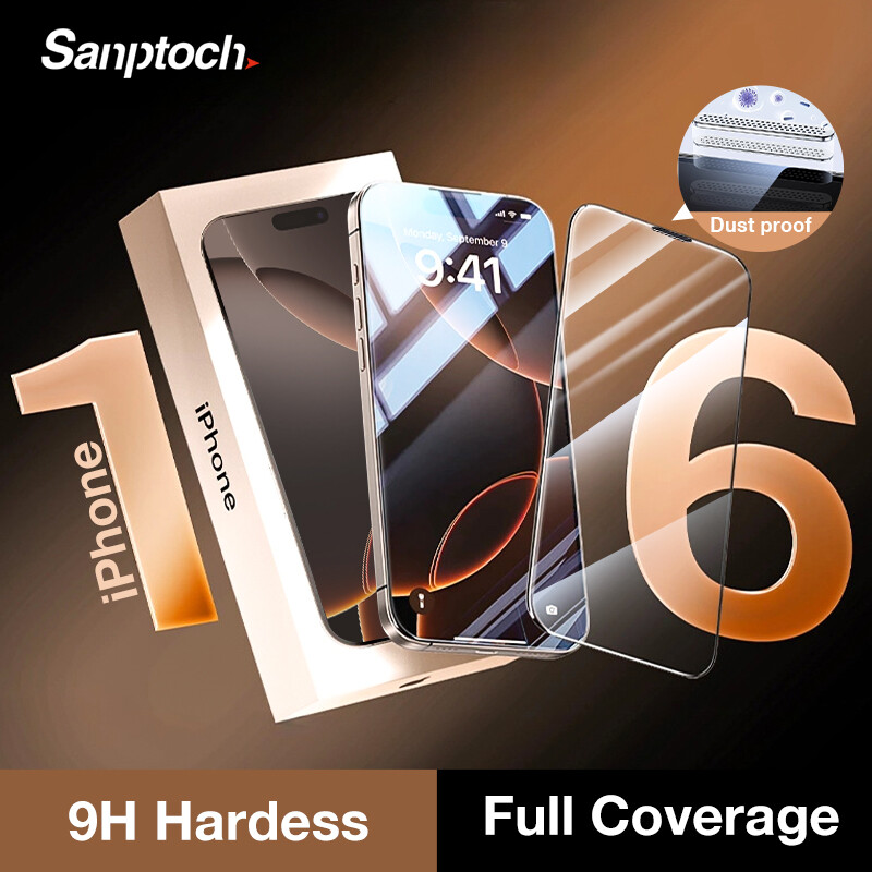  Sanptoch Kính 9H Đầy Đủ miếng bảo vệ màn hình Cho iPhone 17 16 15 14 13 12 Pro Max kính cường lực Cho iPhone 11 XR XS Max 17Air Riêng Tư Matte HD trong suốt Bụi miếng dán film bảo vệ chống 