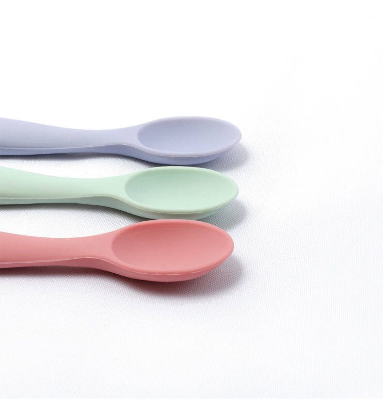 Baby Edible Silicon soft spoon eat learning baby food supplement spoon beginner training drop-proof and hot-proof children's tableware