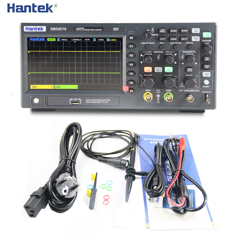 Hantek máy hiện sóng lưu trữ kỹ thuật số dso2c15 máy hiện sóng chân máy lấy mẫu 1gsa/s kênh đôi 2ch băng thông 150mhz