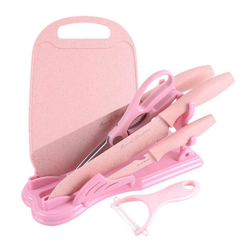 Gambar BOSSKU [1Set 7Types] Stainless Steel Kitchen Knife Set Melon Planer Knife Rack Cutting Board Set