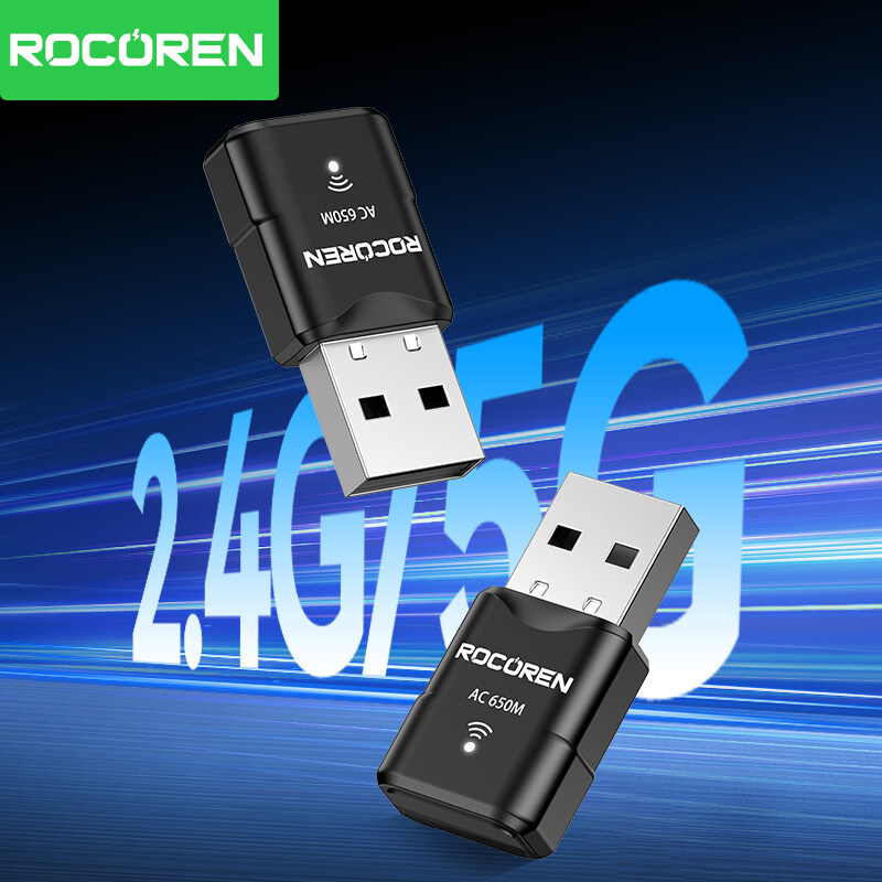 Rocoren 650mbps USB không dây Wifi receiver 2.4G/5GHz không dây băng tần kép Mini Card mạng Wifi Bộ chuyển đổi mạng