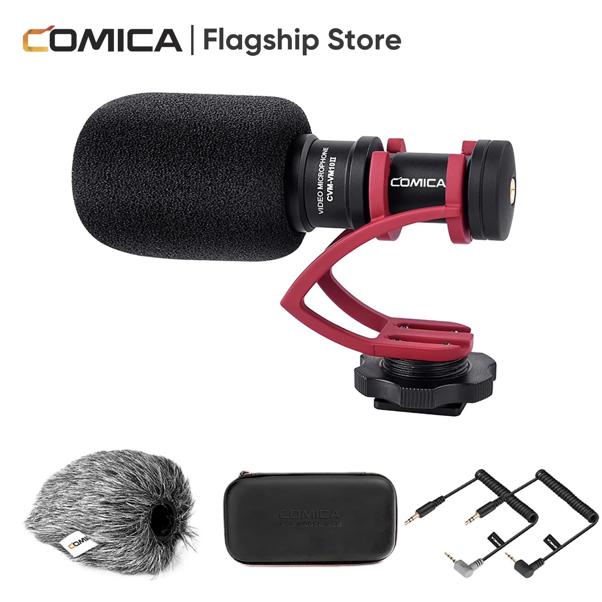 Camera Microphone,Comica CVM-VM10 II Professional Video Microphone with Shock Mount, Deadcat,Compact On-Camera Mic Compatible with Samsung Huawei Xiaomi iPhone 15 DSLR Camera