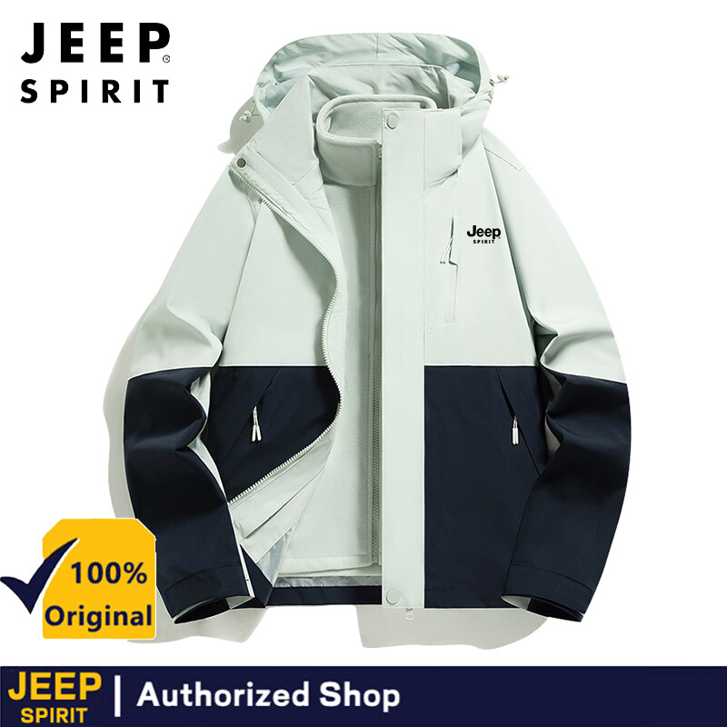  Jeep Spirit nam và nữ cuộc sống ngoài trời không thấm nước 3 trong 1 áo khoác thời trang đơn giản ấm áp Mùa Thu Mùa Đông Áo Khoác Chống Gió Áo Tay Dài 