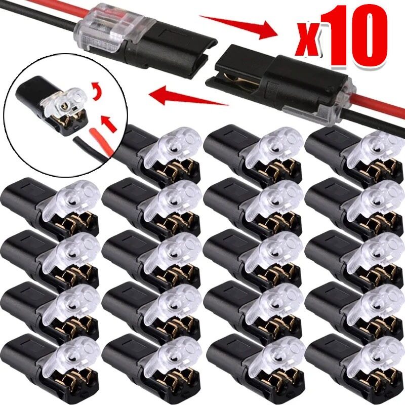5/10 chiếc xe đầu nối dây điện nhanh 2 pin cắm chống thấm nước tự động nhanh chóng đầu nối dây điện thích hợp cho 18-22awg dây