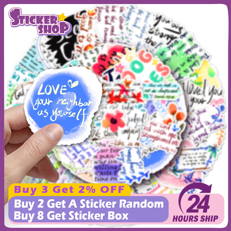 50Pcs Bible Phrase Stickers Graffiti DIY Phone Laptop Diary Bicycle Luggage Guitar Decals Kid Toys