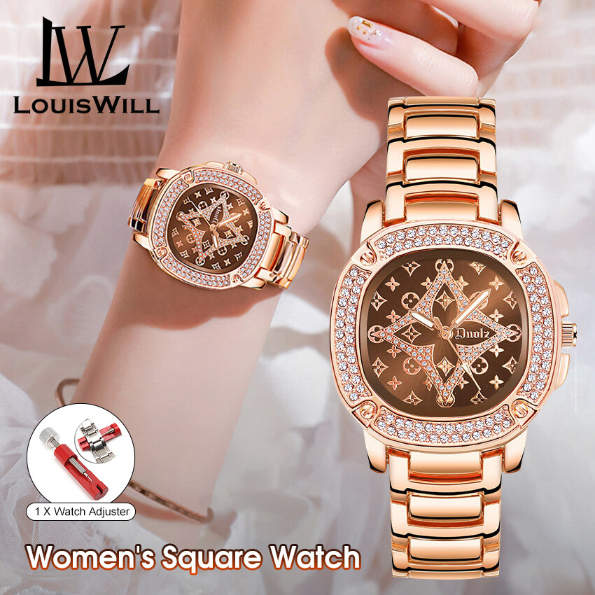 LouisWill Ladies Watch Quartz Watch Women's Fashion Light Luxury Square Watch Diamond Luminous Waterproof Watch Quartz Steel Band Watch Elegant Gifts Waterproof Watches for Women Ladies