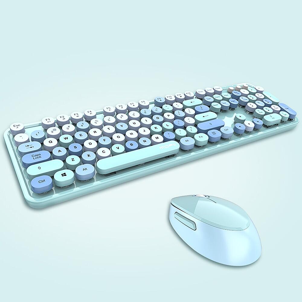 [bán chạy] mofii combo chuột bàn phím ngọt ngào bộ chuột bàn phím không dây 2.4g màu hỗn hợp nắp phím treo tròn cho máy tính xách tay màu xanh dương 29