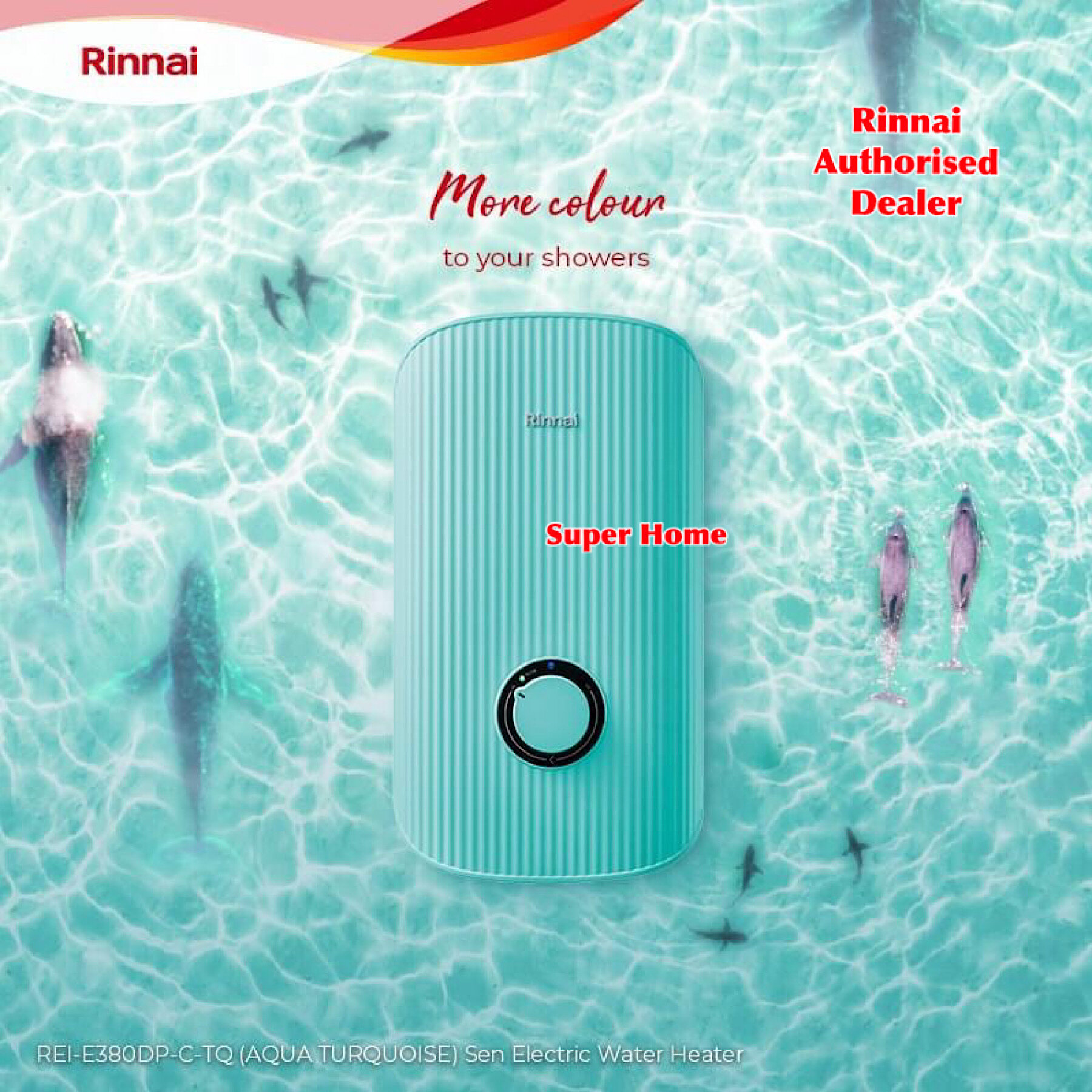 Rinnai Water Heater REIE380NPCTQ (AQUA TURQUOISE) NonPump Instant