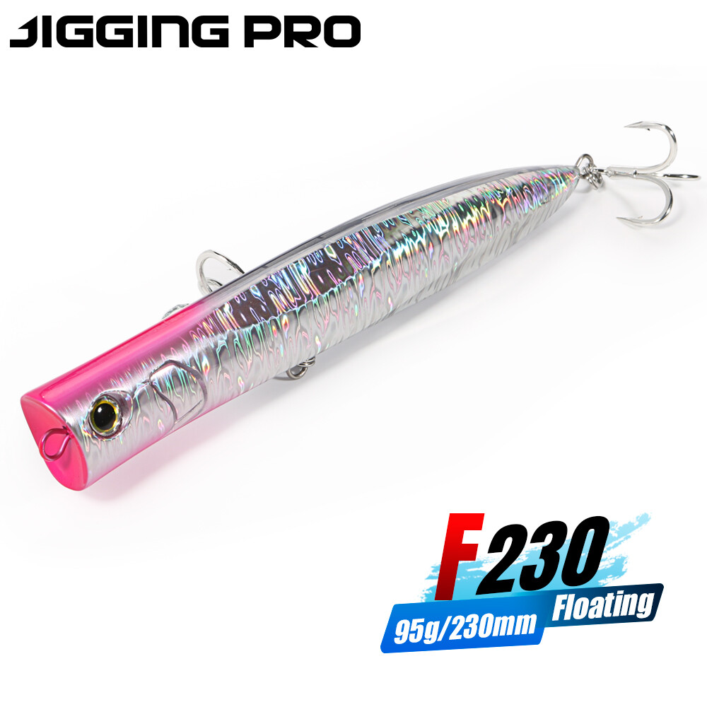 Jigging pro 230mm 95g slim popper lure topwater mồi câu cá mồi nổi cá ngừ kingfish amberjack gt mồi câu cá