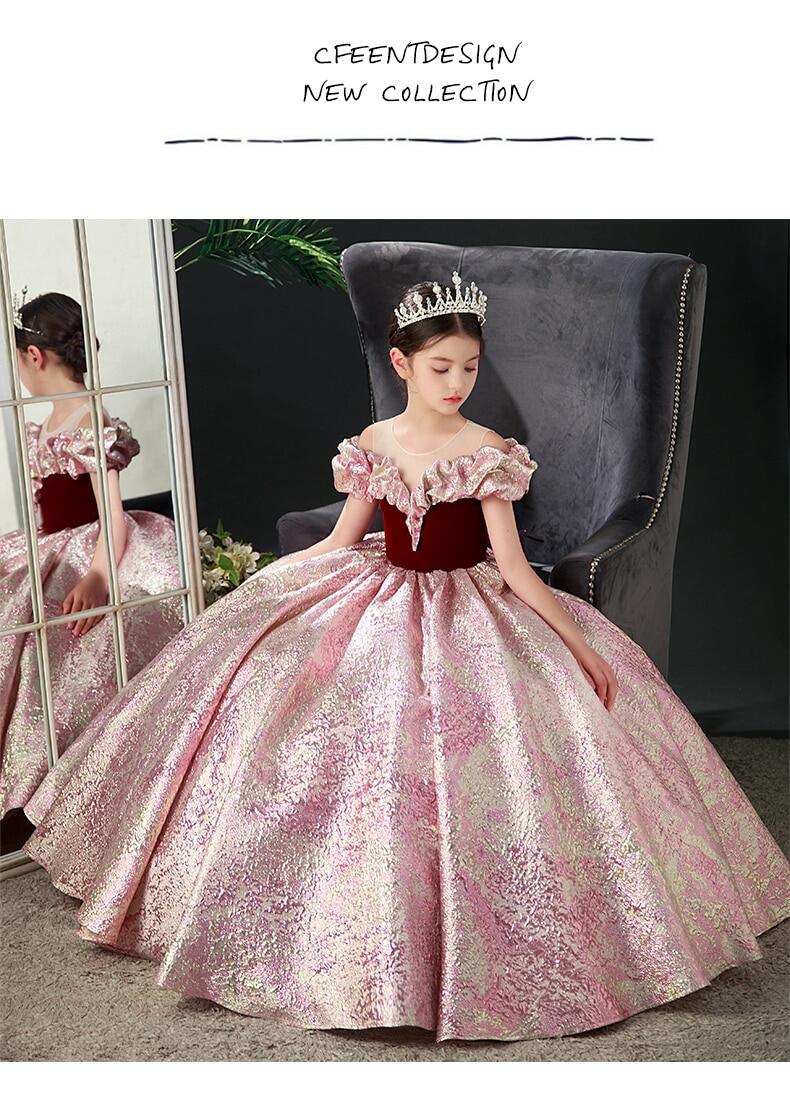 Kids Dresses For Party Wedding Dress retro Children Pageant Gown New Year baby Girls Princess velvet long Dress Girl Clothing Lazada PH