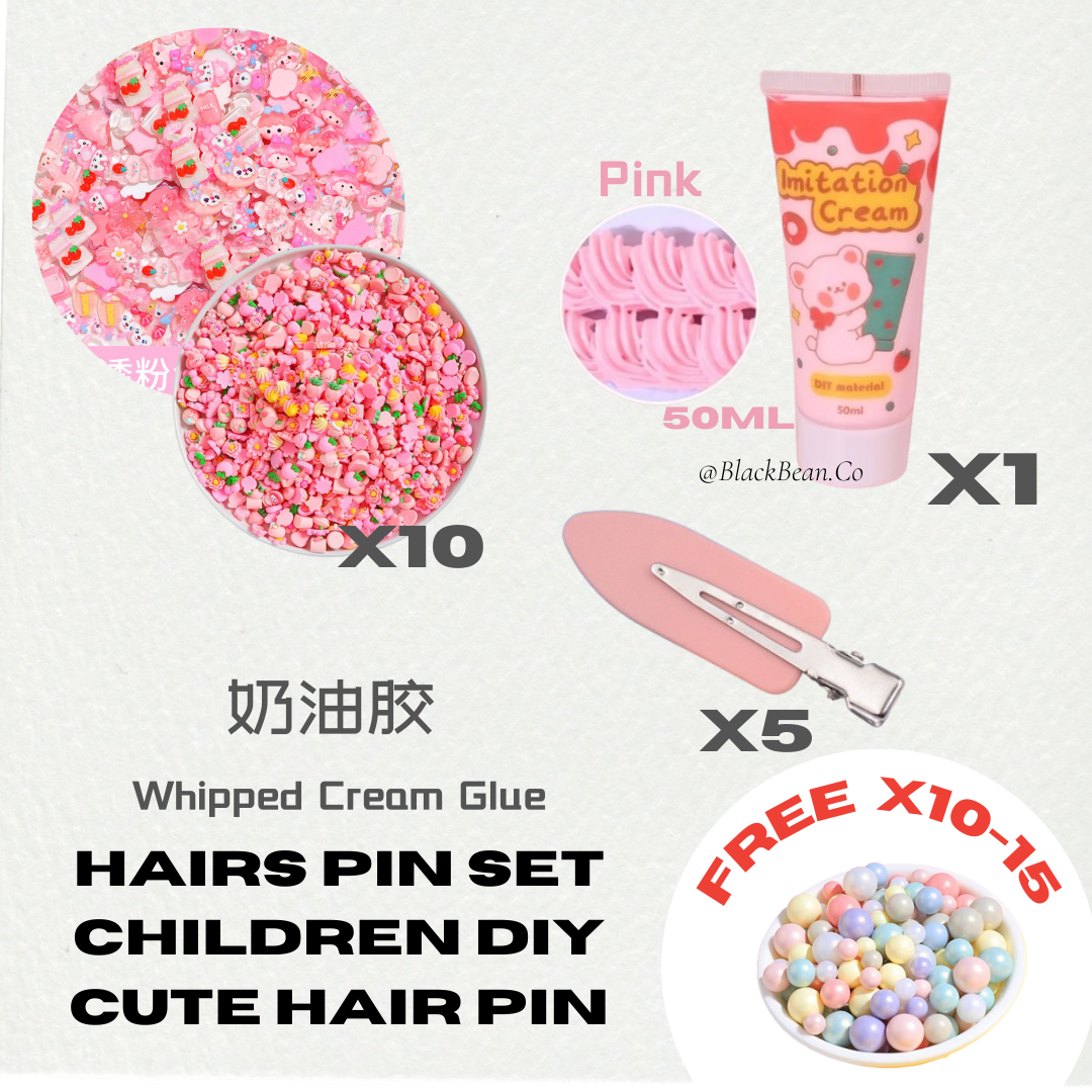 DIY Hair Pin, Kids Toys DIY Set, Home Made, Imitation Cream Glue