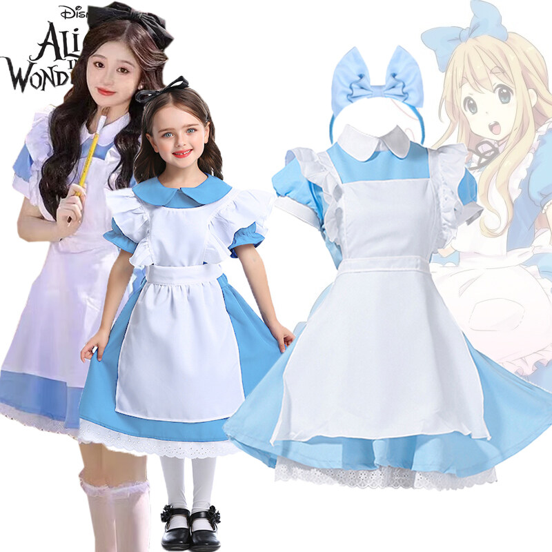  Alice Trong Wonderland Trang Phục Cho Người Lớn Trẻ Em Cô Gái Alice Đầm công chúa Tạp dề hầu gái Trang Phục Câu Chuyện Cổ Tích Cô Bé Lọ Lem Váy bữa tiệc lễ hội 