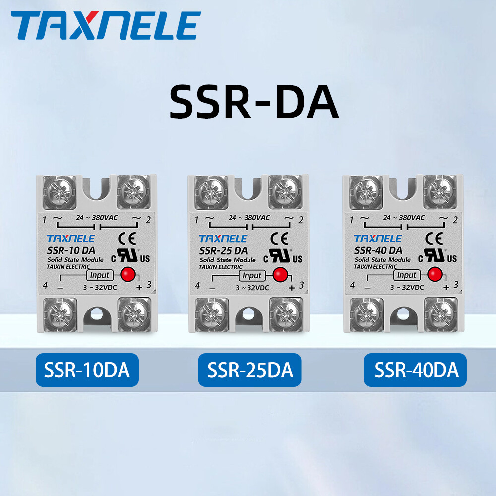 Rơ le trạng thái rắn một pha, ssr-40da ssr-25da ssr-10da rơ le trạng thái rắn đầu vào dc đến ac 3-32vdc đầu vào 24-380vac