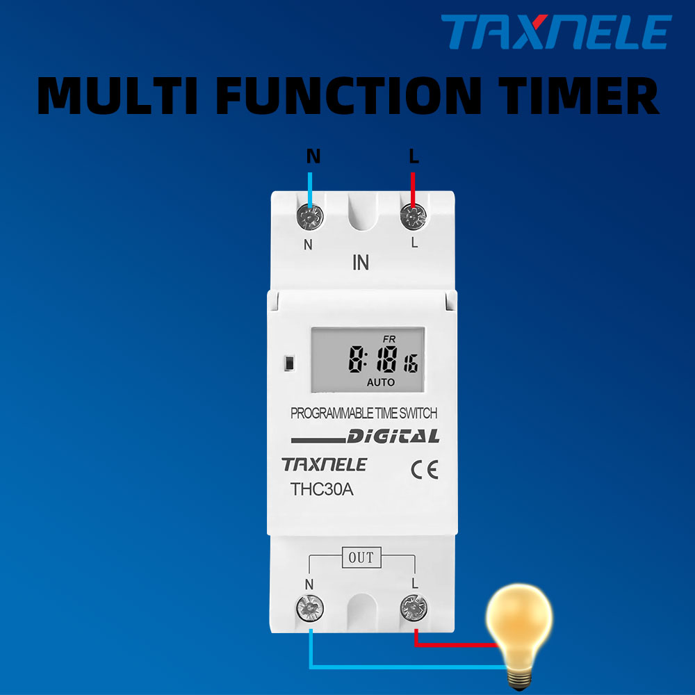 Din rail 2 dây hàng tuần 7 ngày lập trình công tắc điện tử hiển thị thời gian thc-30a rơle hẹn giờ điều khiển ac 220v 230v 12v 24v 48v 16a 30a