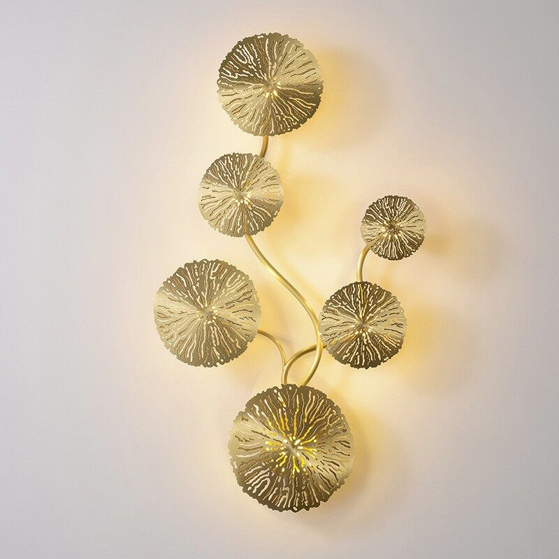 Tranh tường khắc nền Đèn LED Ốp Tường Phòng Ngủ đầu giường sáng tạo lá sen chiếu sáng hiện đại lối đi Đèn tường candlle đèn