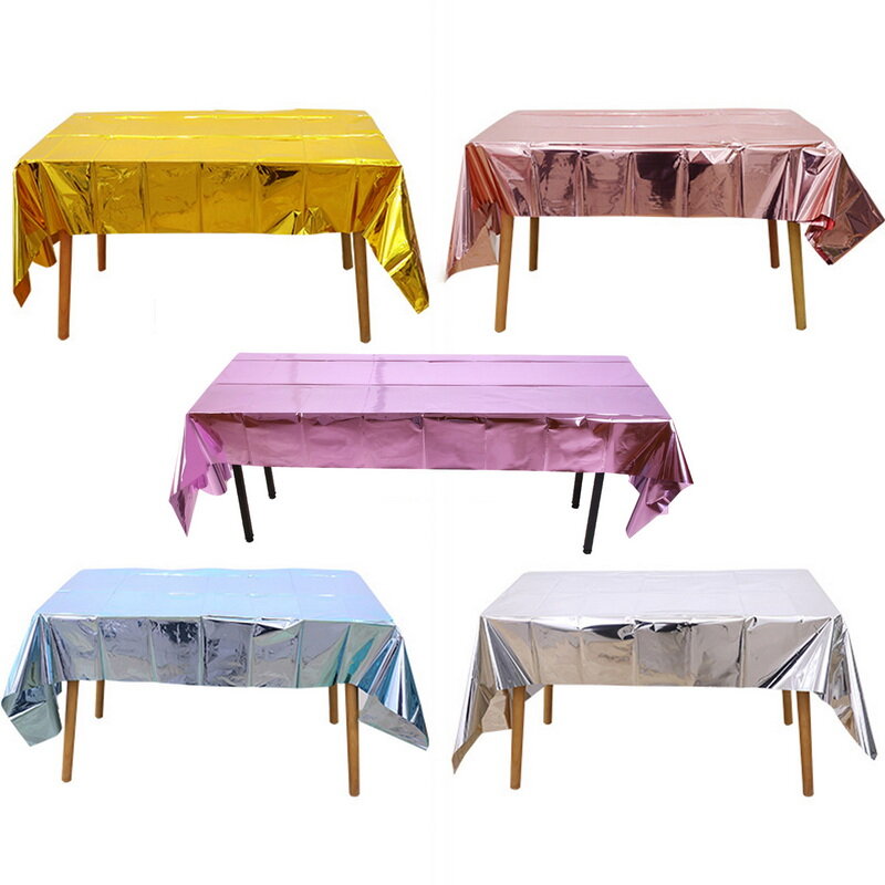 Shiny Foil Khăn trải bàn bảng bìa, 1x2.7m kim loại vải bàn hình chữ nhật, dùng một lần 39 "x 106" khăn trải bàn tiệc cho sinh nhật đám cưới Tạ Ơn giáng sinh tự chọn cắm trại trang trí tiệc
